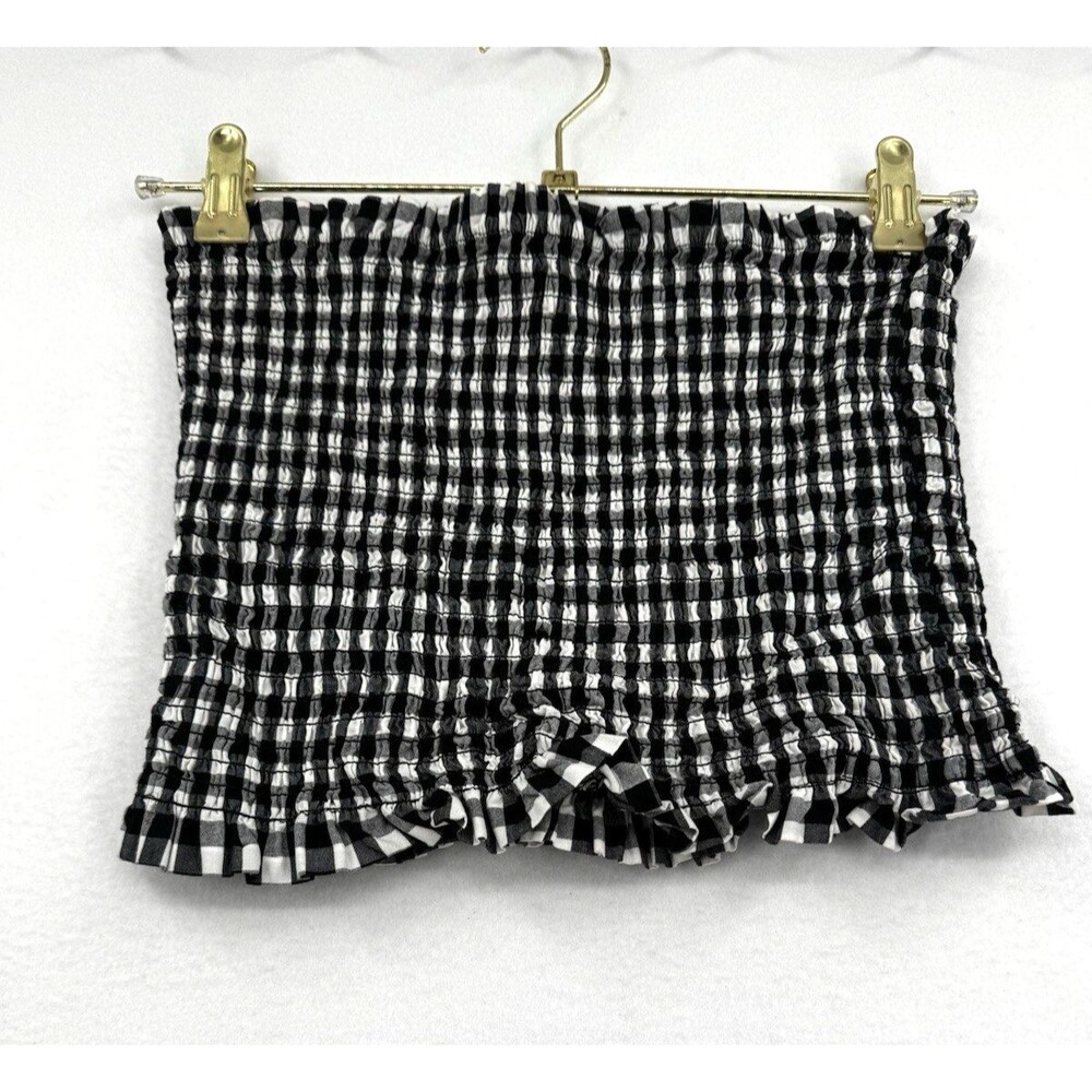 Heart Hips Gingham Smocked Tube Top Black White Check Size L Cottagecore Summer